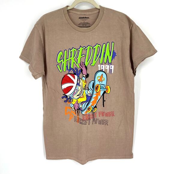 NWOT Nickelodeon Rocket Power Taupe Shreddin 1999 Graphic Tee Large Short Sleeve - Picture 1 of 5